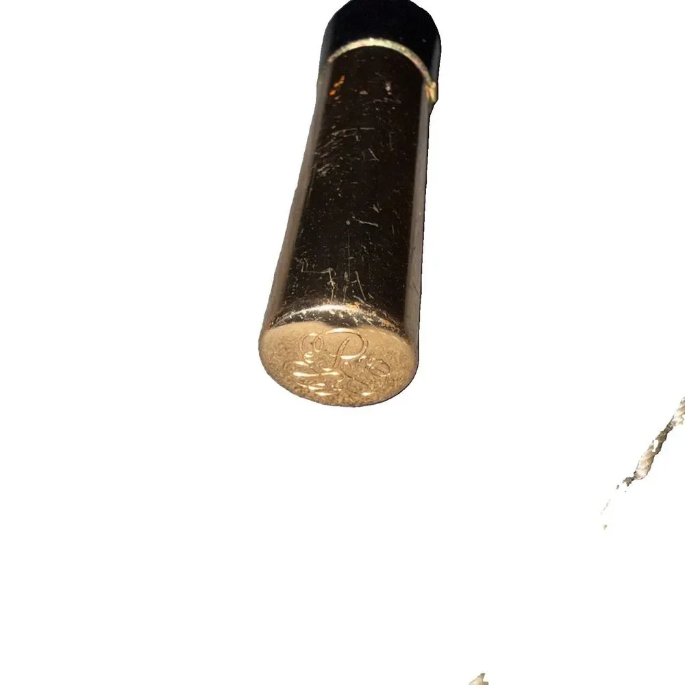 Vintage Ponds Metal Tube Slide Up Lip Stick Reddish Orange Movie Prop Gold Black